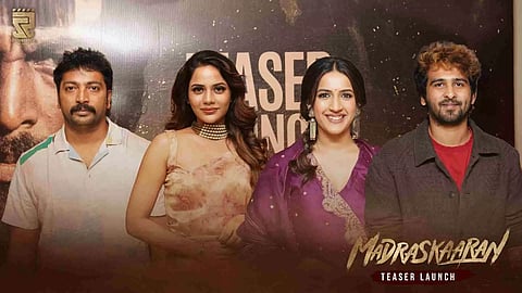 Kalaiyarasan, Aishwarya Dutta, Niharika and Shane Nigam from the teaser launch event