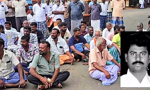 BJP cadres staged a protest in Sivaganga (Thanthi tv)