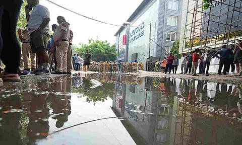 Visuals from coaching centre death case in Delhi