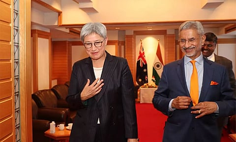 External Affairs Minister S Jaishankar with his Australian counterpart Penny Wong&nbsp;
