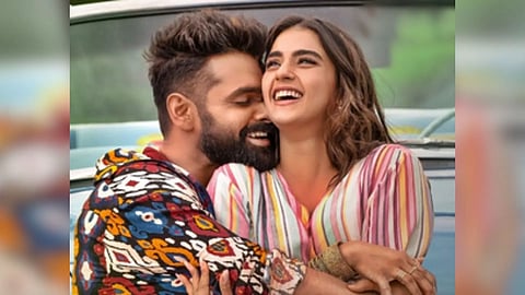 &nbsp;Ram Pothineni and Kavya Thapar from Double ISMART (IANS)