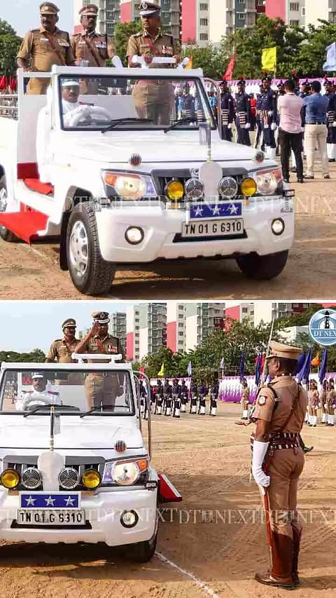 Farewell parade for Dr. A K Viswanathan, Director General of Police and Chairman & Managing Director of Tamil Nadu Police Housing Corporation, at Rajaratnam Stadium, Egmore
