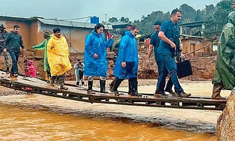 Opposition leader and former Wayanad MP Rahul Gandhi along with party leader Priyanka Gandhi Vadra visiting the affected site