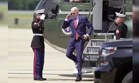 President Joe Biden arrives at the Delaware Air National Guard Base&nbsp;