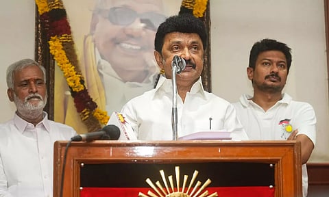 Tamil Nadu Chief Minister and DMK President MK Stalin addresses the media amid counting of votes for Lok Sabha elections (Photo: PTI)