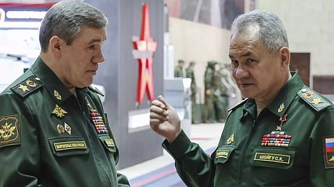 Russia's ex-Defence Minister Sergei Shoigu and Chief of the General Staff of Russian Armed Forces Valery Gerasimov (AP)