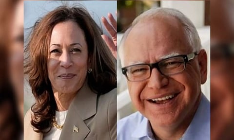 US Vice President Kamala Harris and her running mater Tim Walz