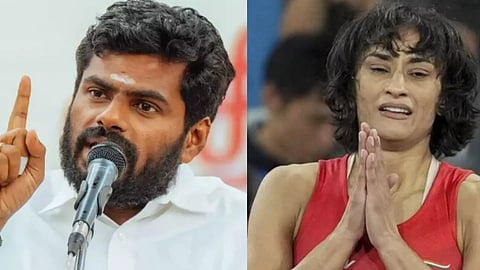 BJP state president K Annamalai and Vinesh Phogat (PTI)