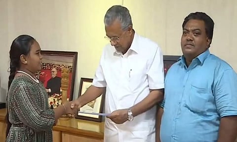 Harini Sri with Kerala Chief Minister Pinarayi Vijayan (ANI)