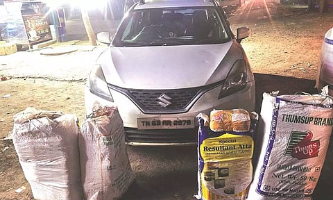 Seized car and Ganja bags