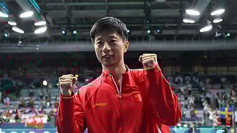 Ma Long after winning gold&nbsp;&nbsp;