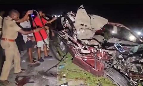 The students were travelling along the Chennai-Tirupati Highway on August 11 night when their MUV collided head on with a Rajasthan-registered container truck and got crushed in the impact.