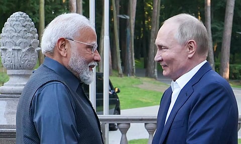 &nbsp;Prime Minister Narendra Modi and Russian President Vladimir Putin during a meeting (PTI)