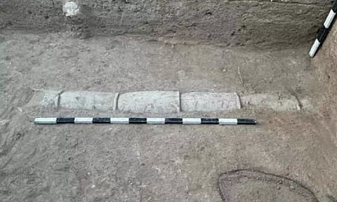 The pipeline unearthed during the 10th phase of excavation in Keeladi&nbsp;