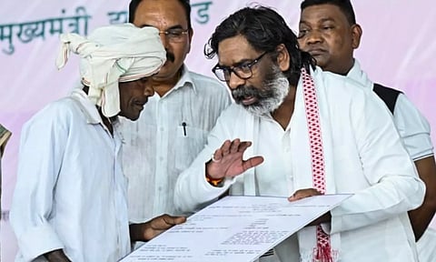 Jharkhand CM Hemant Soren during a programme for the inauguration of various developmental schemes (PTI)