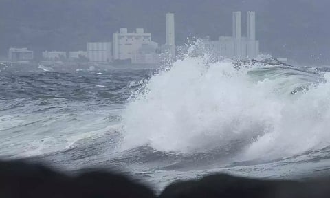 High waves crash ashore as Typhoon Jongdari approaches Jeju Island, South Korea (AP)