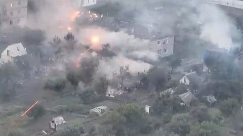 A view of military operations amid Russia’s attack on Ukraine in Malaya Loknya (Reuters)