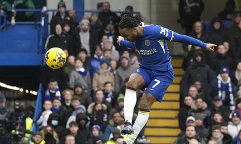 Chelsea's Raheem Sterling in the match against Fulham (AP)