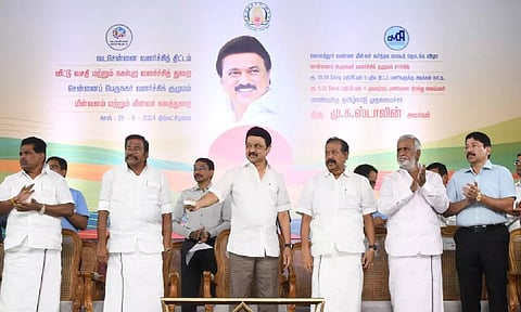 Tamil Nadu Chief Minister M K Stalin on Monday laid the foundation for various projects