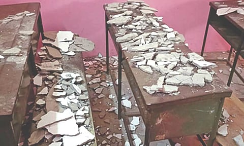 Roof collapse at govt school building opened only 2 months ago in Krishnagiri&nbsp;