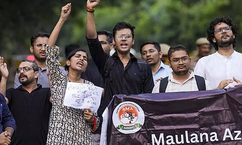 Protest by students (PTI)