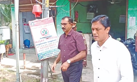 IG Joshi Nirmal Kumar and other officials inspect the inter-state check post in Gopalapuram