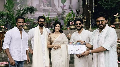 From L to R: Samuthirakani, Rana Daggubati, Bhagyashri Borse, Dulquer Salmaan, Venkatesh Daggubati (Image/X)