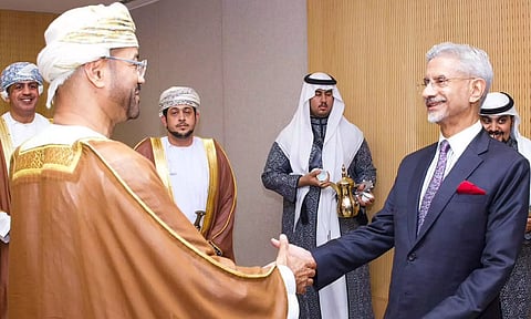 External Affairs Minister S Jaishankar and Oman Foreign Minister Badr bin Hamad Al Busaidi during a meeting (PTI)