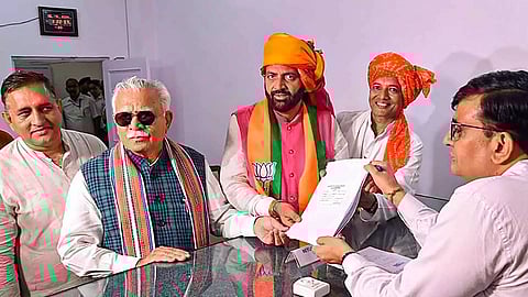 &nbsp;Haryana Chief Minister Nayab Saini who files his nomination papers for Haryana Assembly elections (PTI)