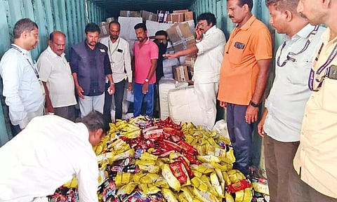 Tiruchy district food safety officials on Thursday seized banned gutkha