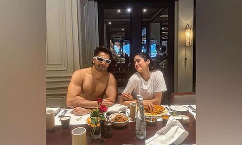 Varun Dhawan poses with Janhvi Kapoor during 'breakfast' on 'SSKTS' set