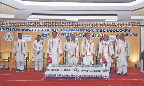 IIT Roorkee director Kamal Kishore Pant with other officials during the convocation of IIIT, Tiruchy