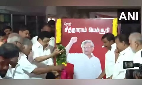 Tamil Nadu CM M K Stalin pays tribute to Sitaram Yechury(ANI)