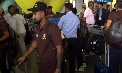 Litton Das along with other Bangladesh players at Chennai airport (ANI)