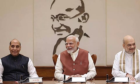 PM Narendra Modi, Defence Minister Rajnath Singh, Home Minister Amit Shah