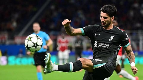 Dominik Szoboszlai in action against AC Milan