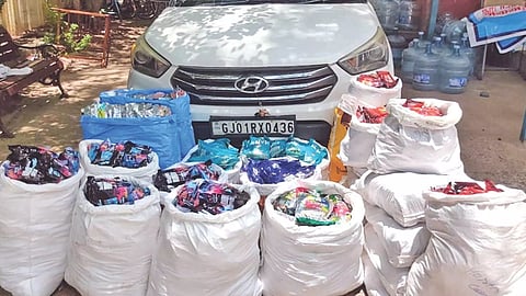 File photo of a recent big haul of gutkha by Avadi city police