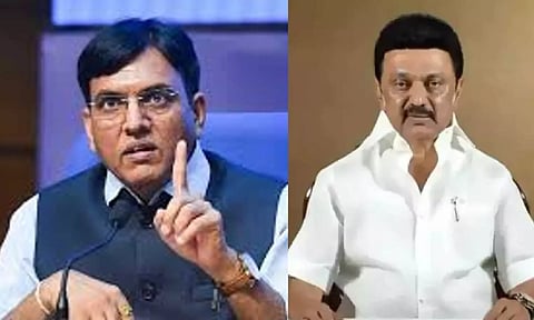 (L-R) Union Minister of Labour and Employment Mansukh Mandaviya; Tamil Nadu Chief Minister MK Stalin