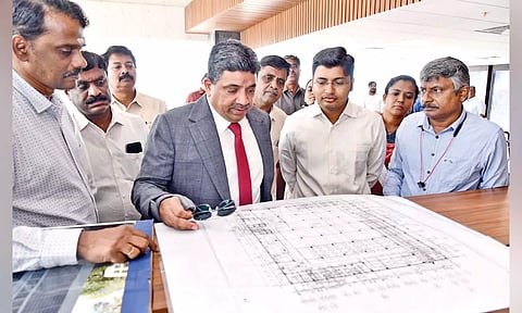 Palanivel Thiagarajan inspects progress of works at Elcot IT Park in Coimbatore
