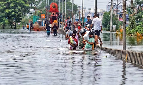 A flooded road in Avadi in Dec 2023&nbsp;