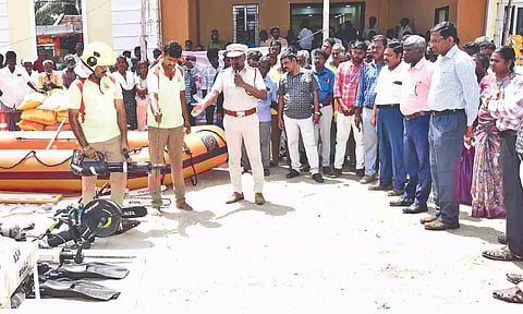 Collector P Rathnasamy oversees a training session of first-responders in Ariyalur