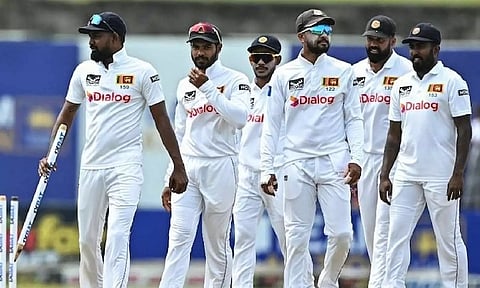 Sri Lanka players celebrate after winning the Test series 2-0 against New Zealand (X)