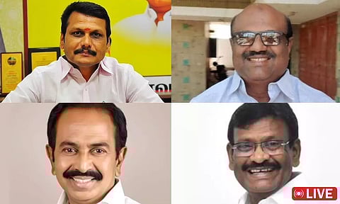Clockwise from left: V Senthilbalaji, Govi Chezhiaan, R Rajendran, S M Nasar