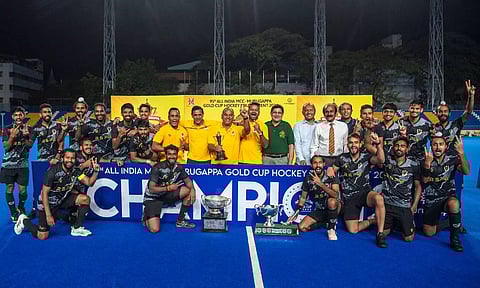 Celebration of Railways Sports Promotion Board team after winning the final match