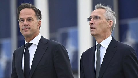 &nbsp;Jens Stoltenberg and Mark Rutte (AP)