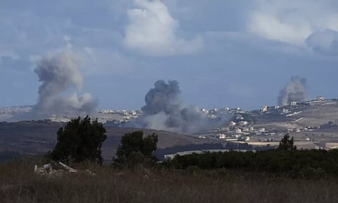 Smoke rises following Israeli bombardment in southern Lebanon as seen from northern Israel (AP)