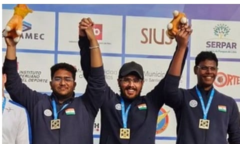 The trio of Mukesh Nelavalli, Raajwardan Patil, and Harsimar Singh Rattha secured victory in the men’s 25m rapid-fire pistol team competition (IANS)