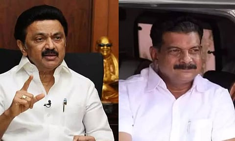 DMK president MK Stalin; LDF MLA PV Anvar