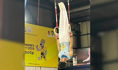 Action from College Men's Rings Final at AGB Complex in Chennai