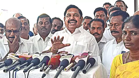 Edappadi Palaniswami addressing the media in Salem on Monday